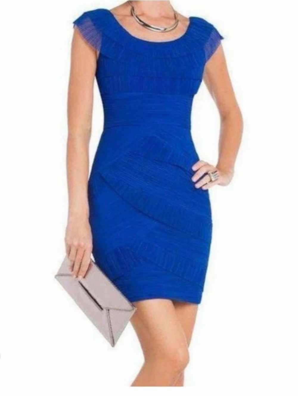 BCBGMaxAzria Cobalt Blue Cap-Sleeve Bandage Dress